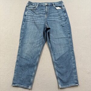 American Eagle Jeans Women's 16 Short Blue Denim Stretch High Rise Relaxed Retro